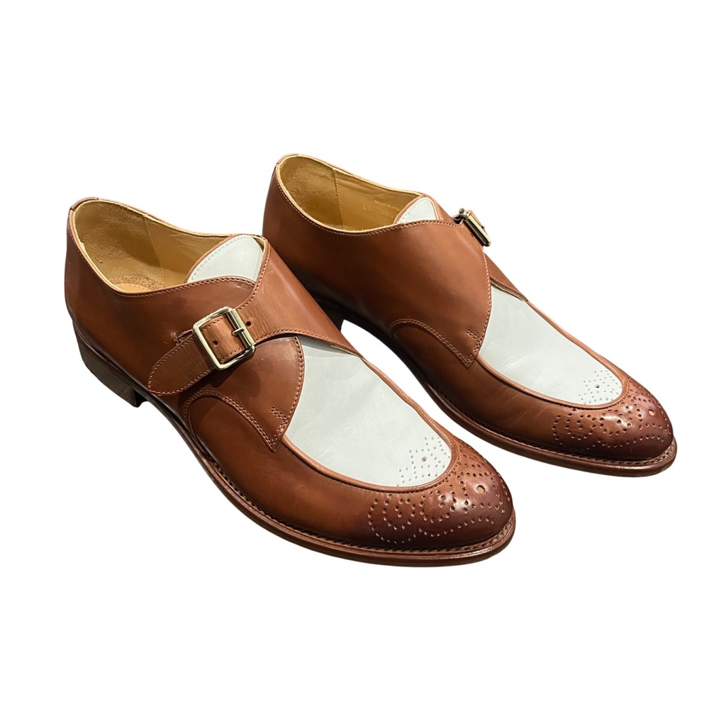 Office of Angela Scott Mr Georgie‎ Monk Strap Shoes Womens 41  US 11 Brown White